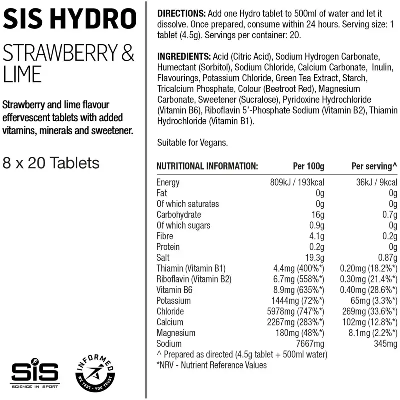 Science in Sport GO Hydro 8 Pack Hydration Drink Tablets in Strawberry-2