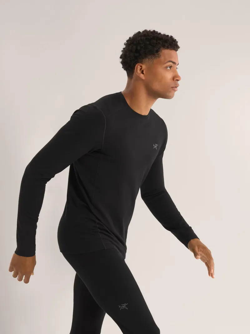 Rho LS Men's Merino Wool Crew Neck in Black-4
