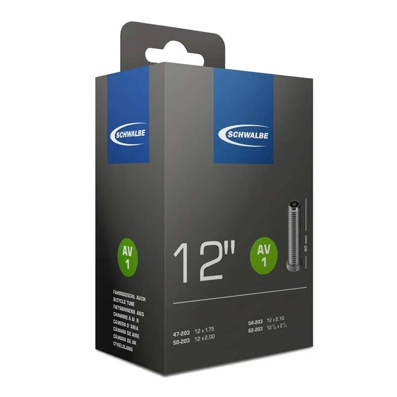 Schwalbe 12.5x1.75-inch Tube w/ 45-deg Car Valve in Black